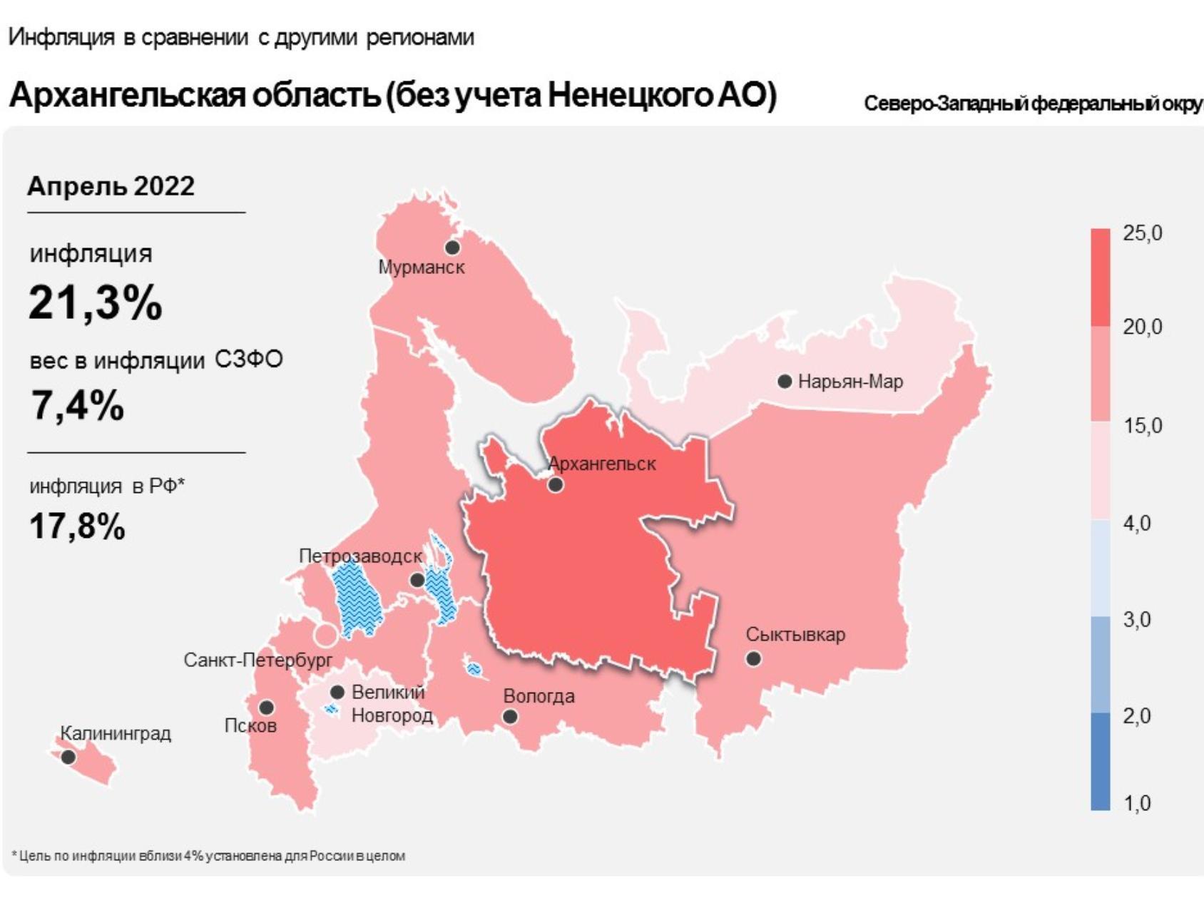 В апреле годовая инфляция в Поморье оставалась на уровне марта