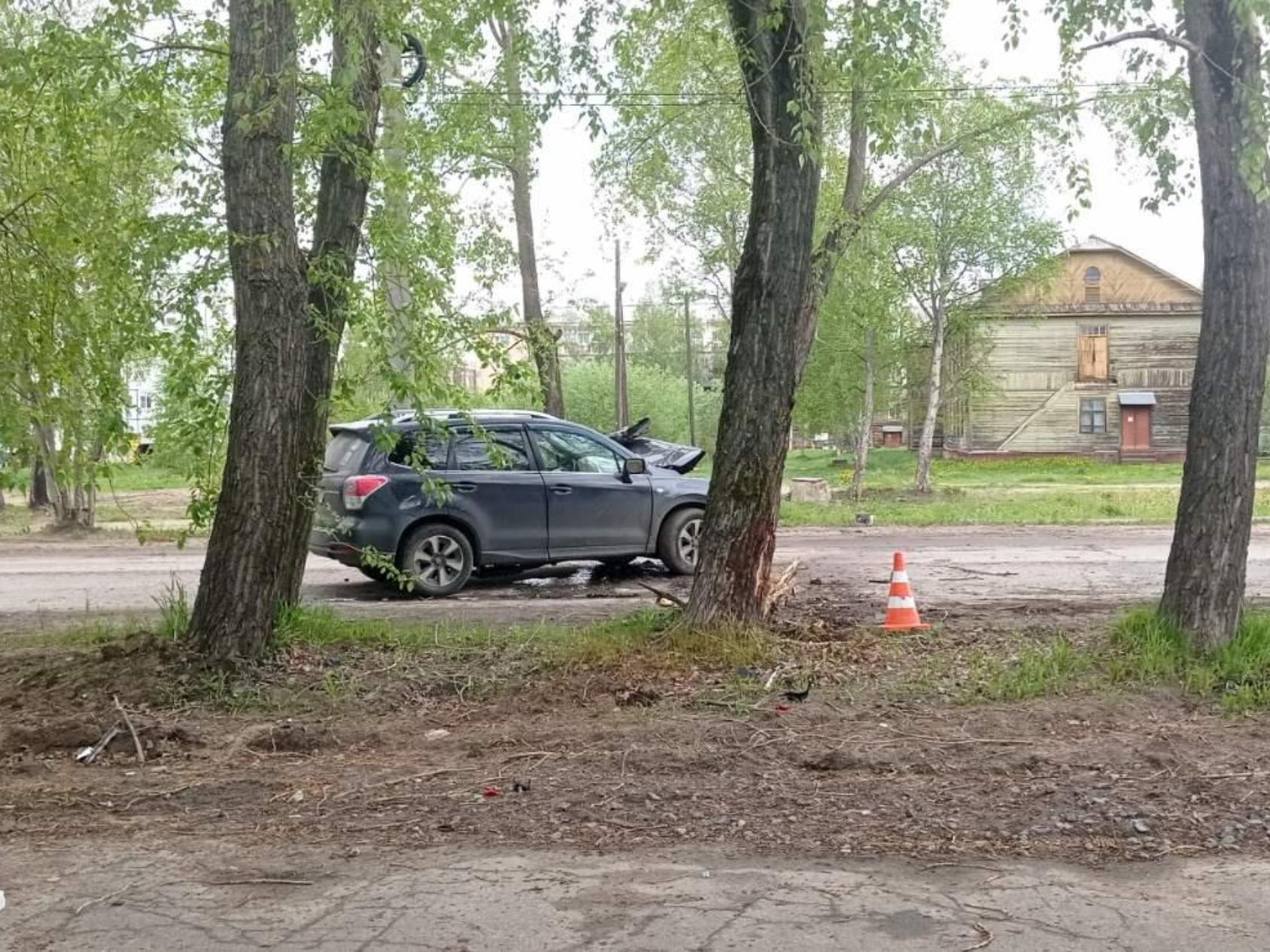 В Северодвинске пьяный водитель врезался в дерево и попал в больницу